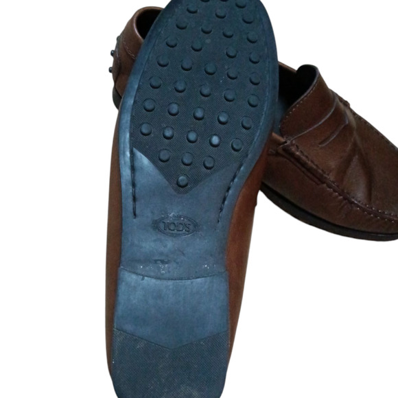 Tod's Brown Leather Loafers Men's Size 8 - Picture 5 of 8